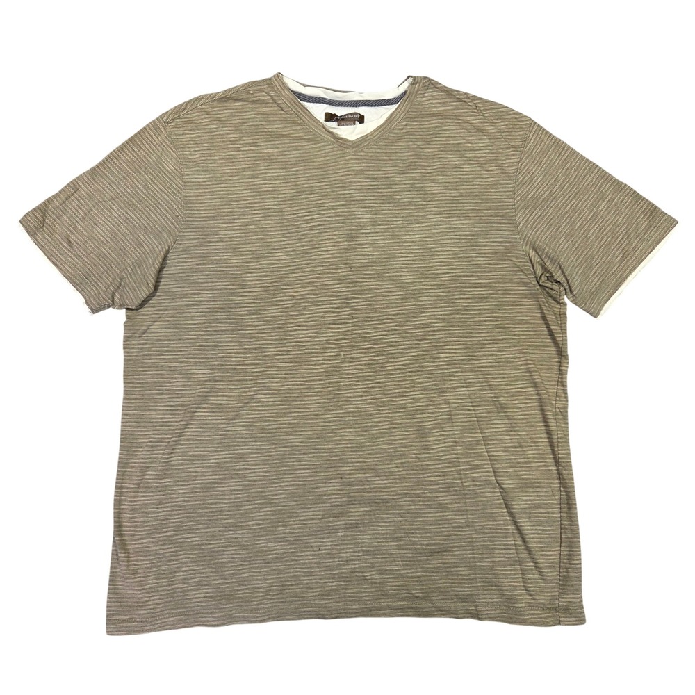 Method Mens Large Tan Slub Knit Double Layer V-Neck Short Sleeve T-Shirt